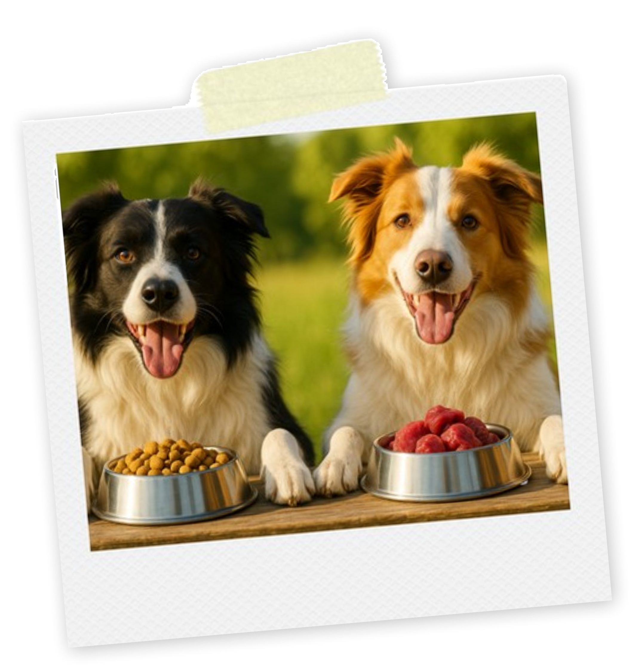 Dog with healthy food